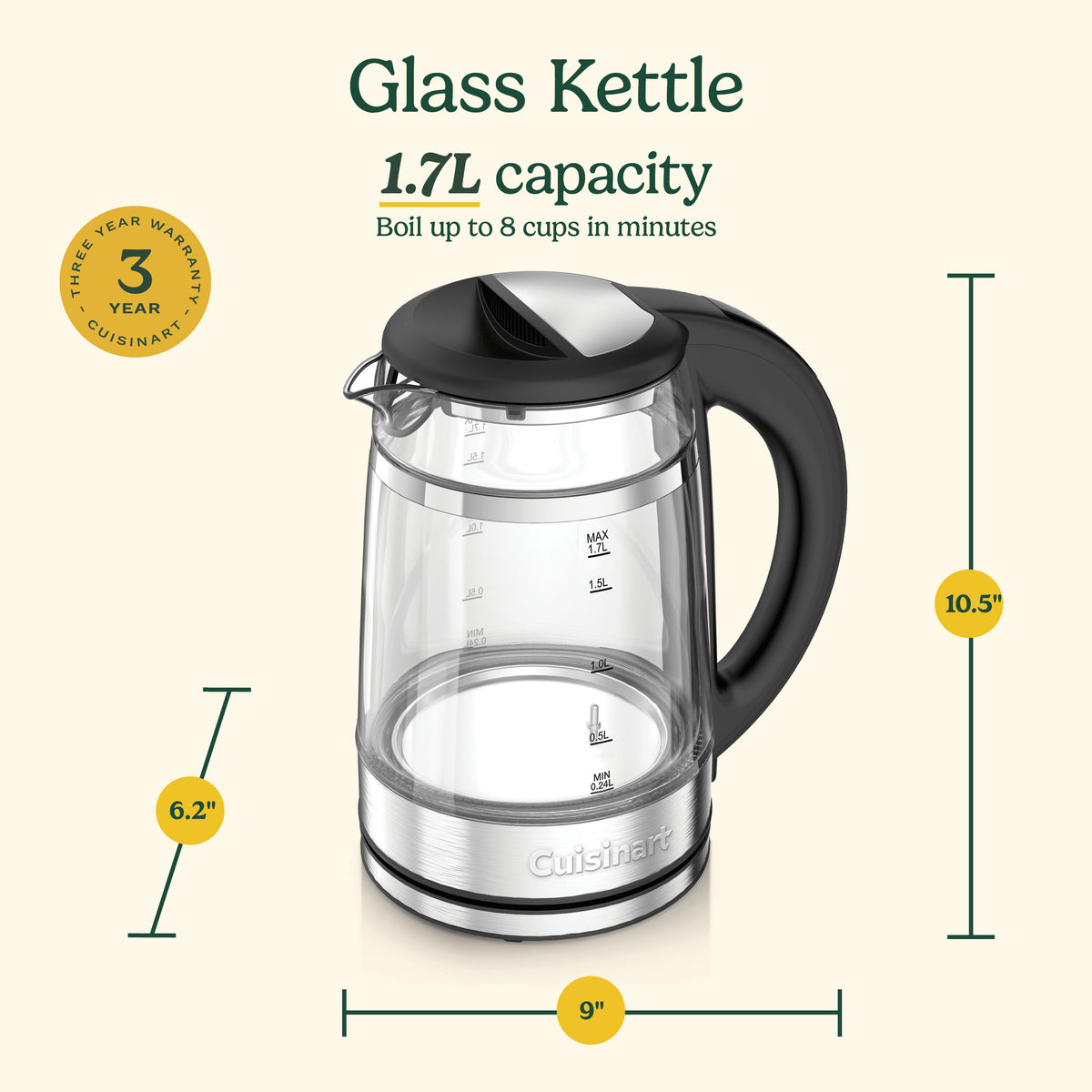 ClearTemp 1.7L Glass Kettle | Cuisinart Appliances