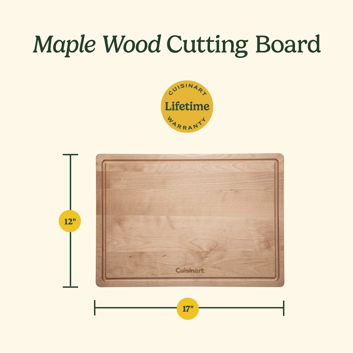 17” Maple Wood Cutting Board | Cuisinart Cutlery