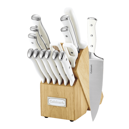 15pc Triple Rivet Knife Block Set (White) | Cuisinart Cutlery