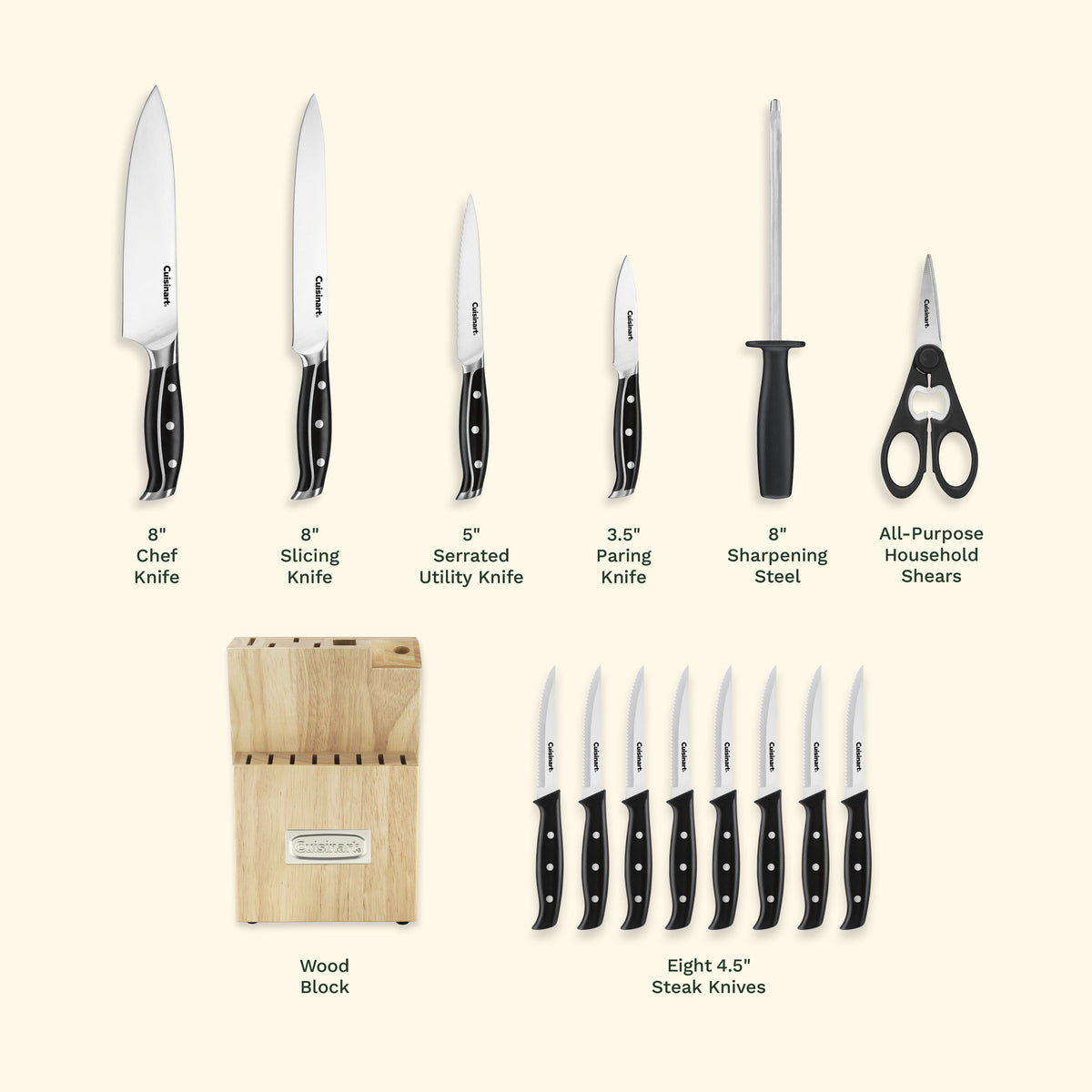 Nitrogen 15pc Cutlery Knife Block Set | Cuisinart Cutlery