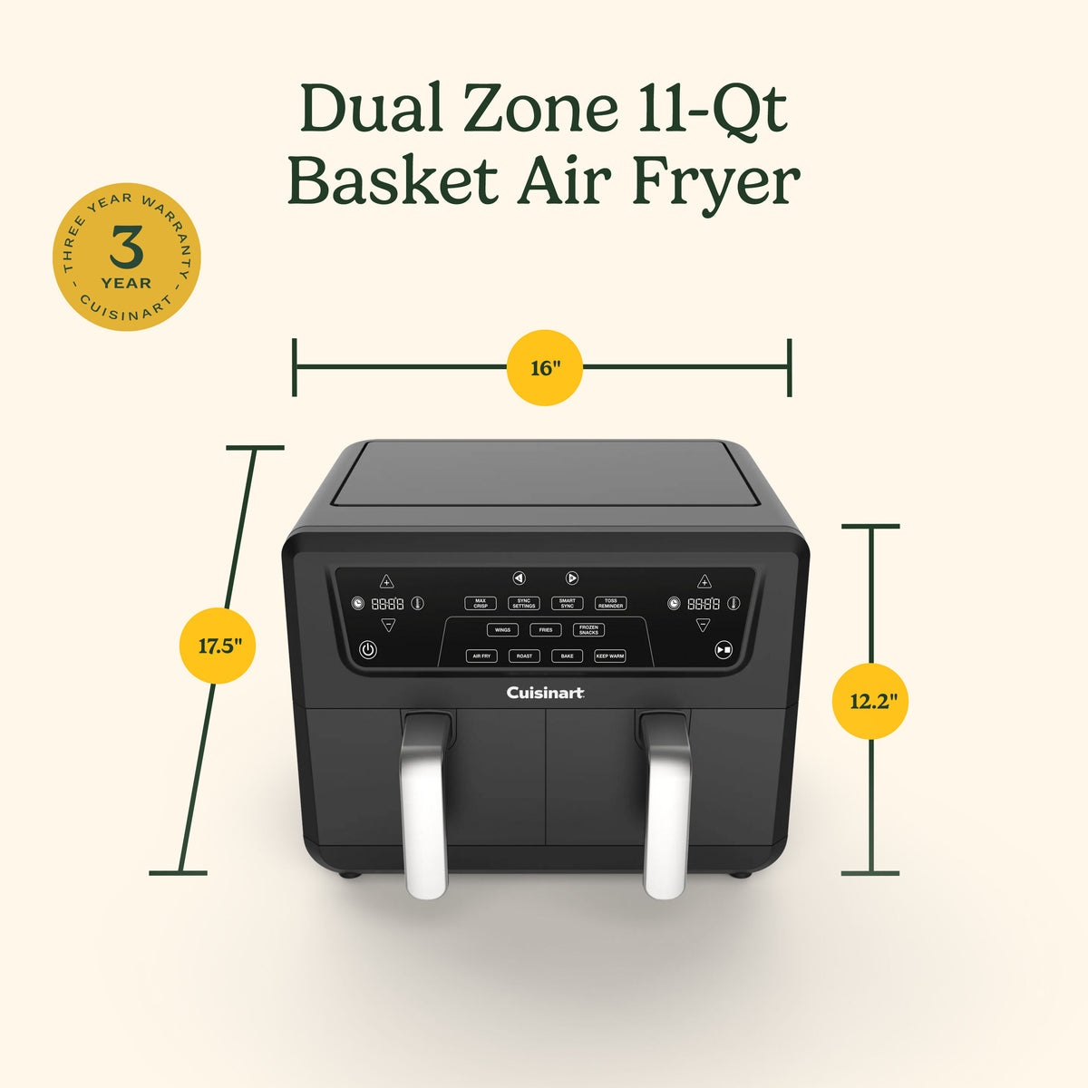 11-qt Dual Basket Air Fryer | Cuisinart Appliances