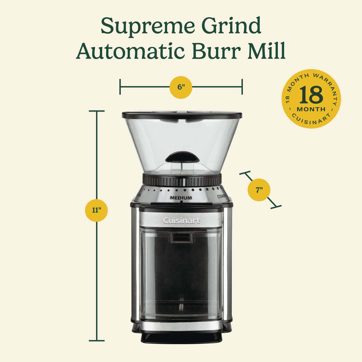Supreme Grind Automatic Burr Mill Grinder | Cuisinart Appliances