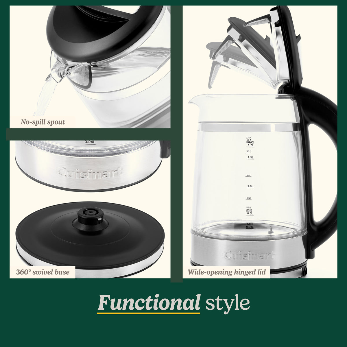 ClearTemp 1.7L Glass Kettle | Cuisinart Appliances