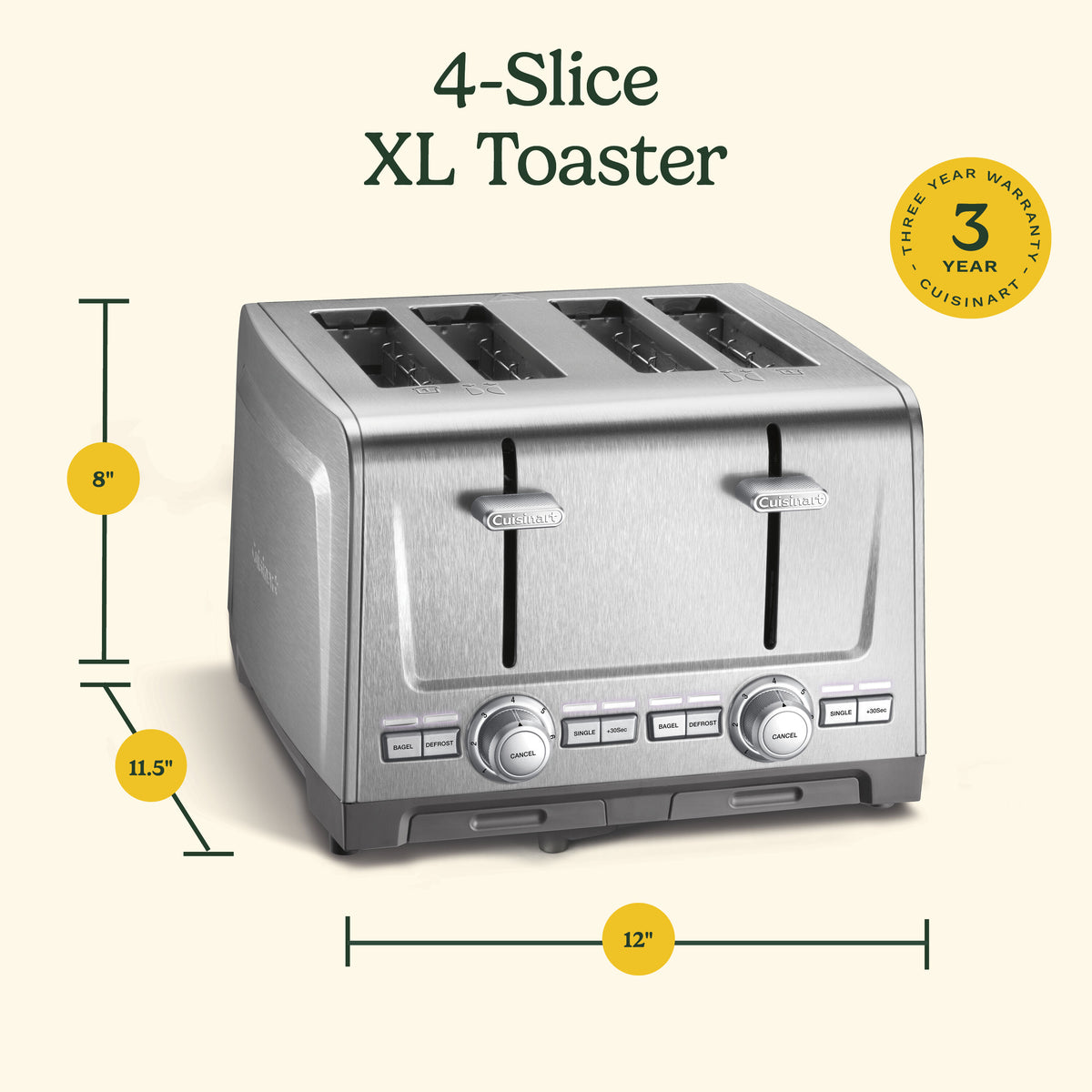 4-Slice XL-Slot Stainless Steel Toaster | Cuisinart Appliances