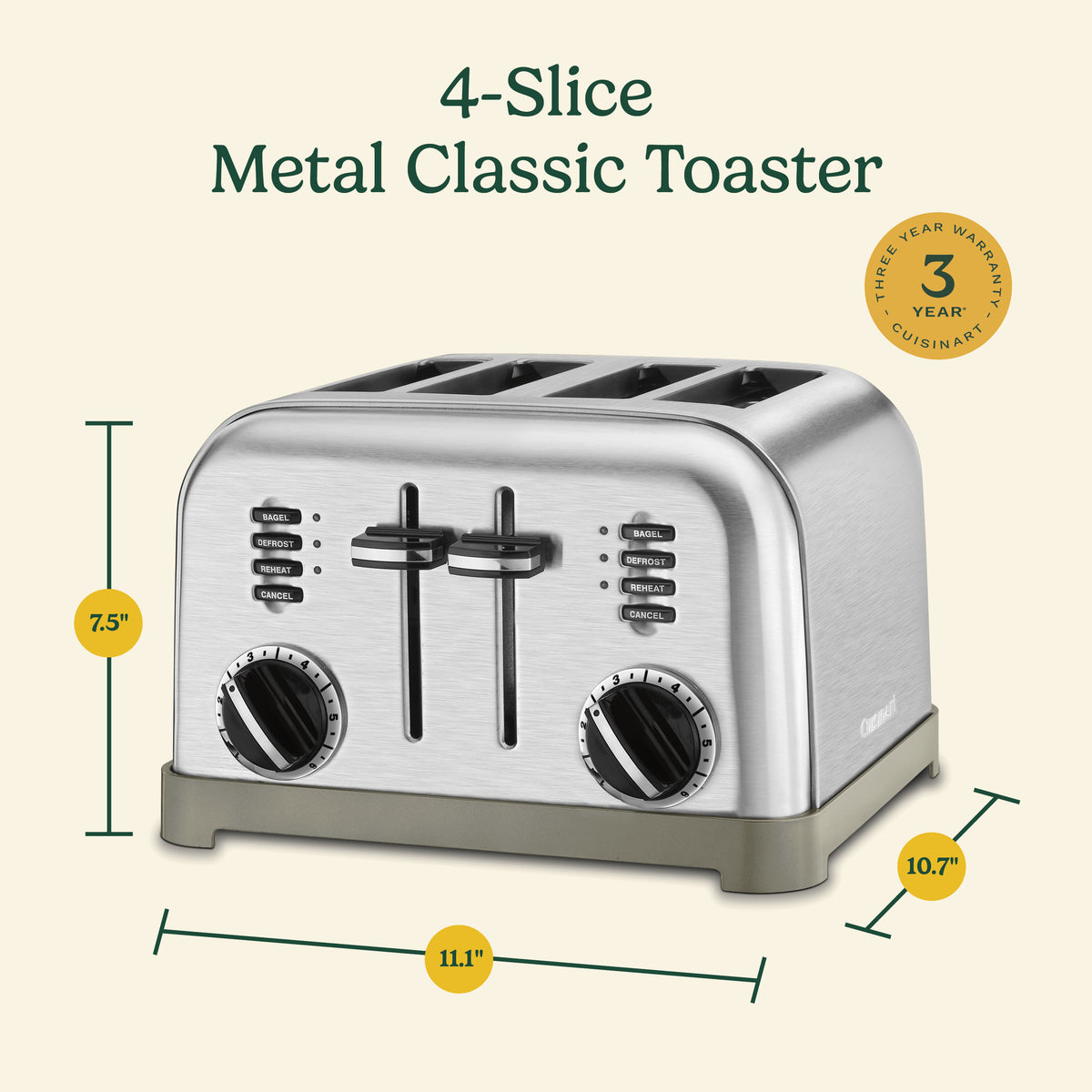 4-Slice Classic Stainless Steel Toaster | Cuisinart Appliances
