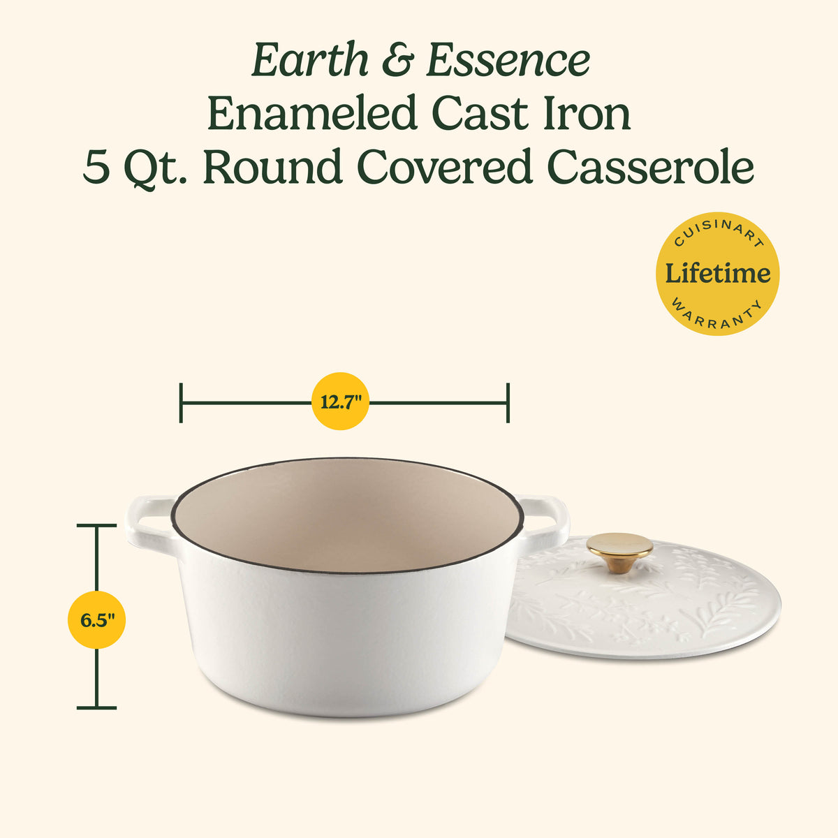 Earth & Essence 5 Qt. Casserole with Cover - Rosemary & Thyme Design | Cuisinart Cookware