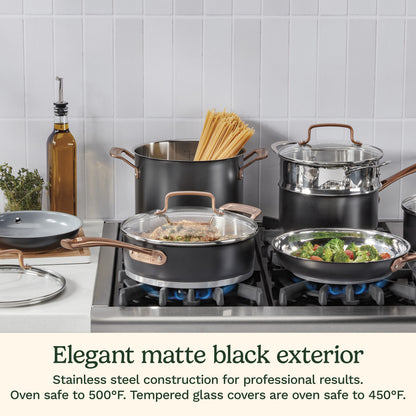 Matte Black Elegance Cookware Set, 11-Piece | Cuisinart Cookware