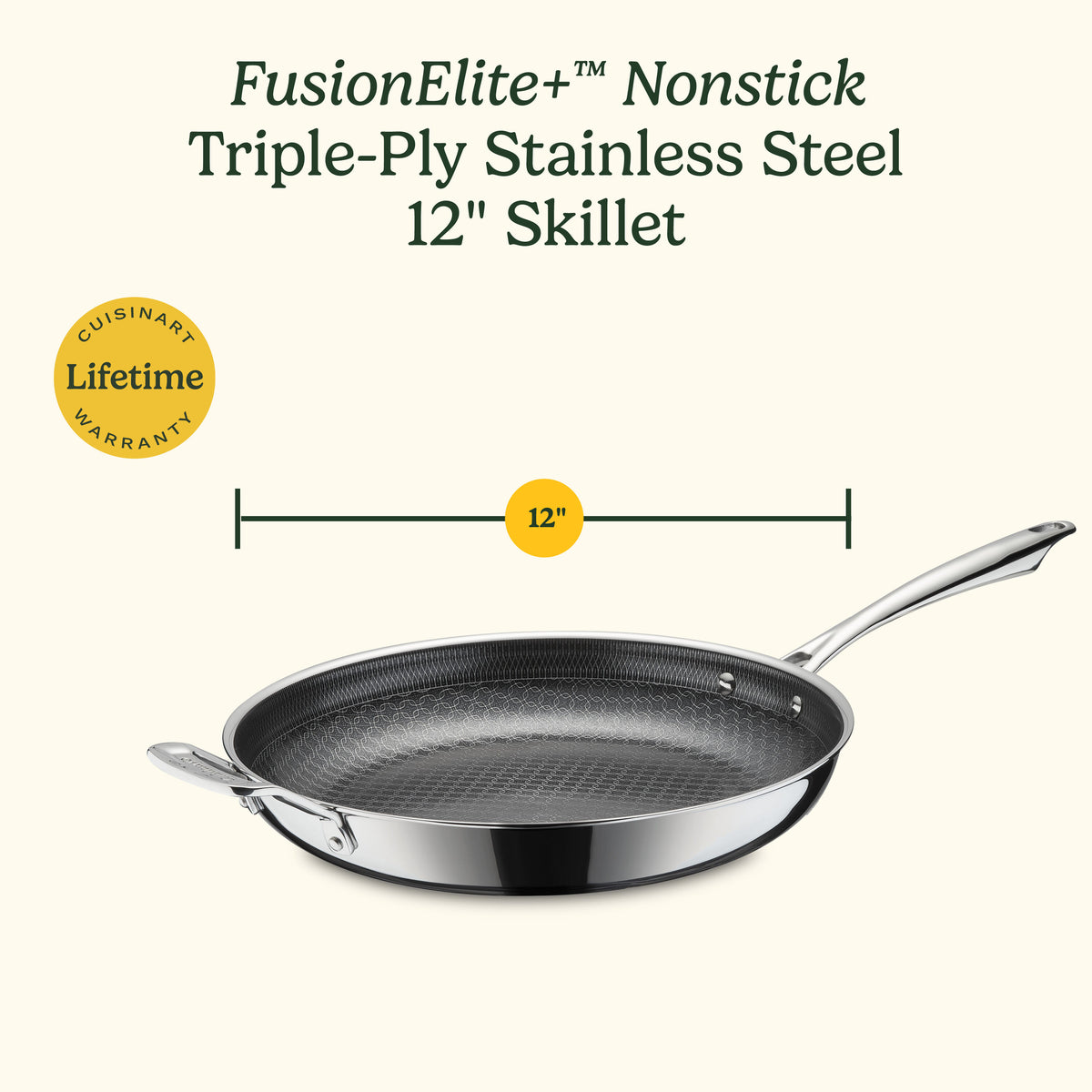 FusionPlus™ Hybrid Stainless Steel 12" Skillet with Helper | Cuisinart Cookware
