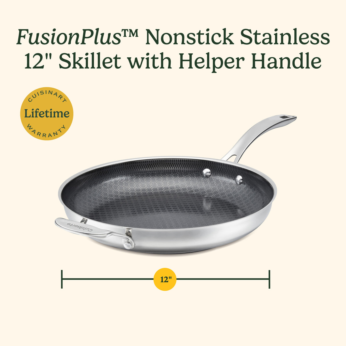 FusionPlus™ Hybrid Stainless Steel 12" Skillet with Helper | Cuisinart Cookware