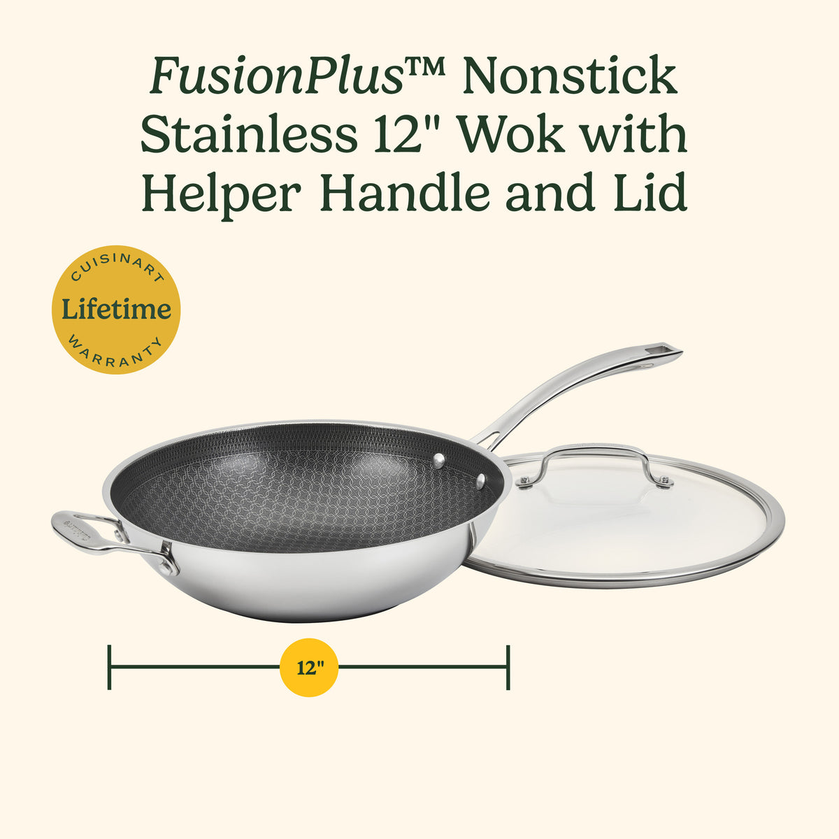 FusionPlus™ Stainless 12" Wok with Cover | $25 Off! | Cuisinart Cookware