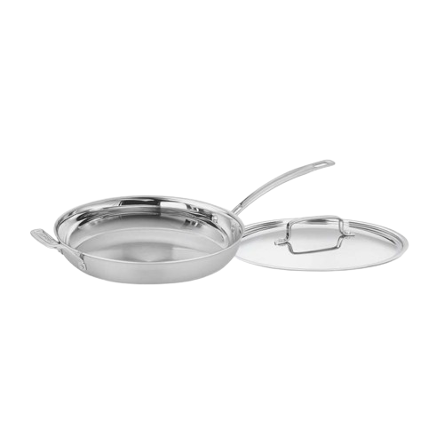 MultiClad Pro Triple Ply Stainless Cookware 12" Skillet with Helper Handle & Cover | Cuisinart Cookware
