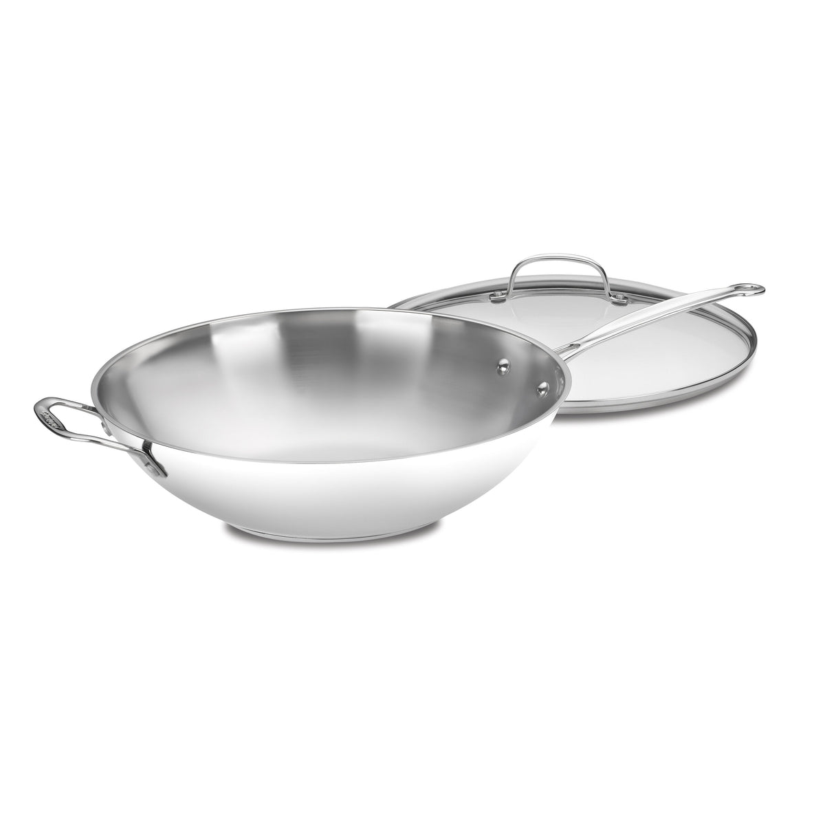 Chef's Classic™ Stainless 14" Stir-Fry Pan with Helper Handle & Glass Cover | Cuisinart Cookware