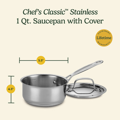 Chef's Classic™ Stainless 1 Qt. Saucepan with Cover | Cuisinart Cookware