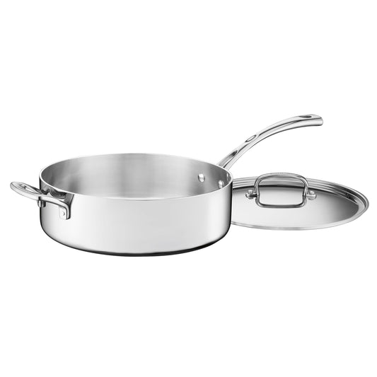 French Classic Tri-Ply Stainless 5.5 Qt. Sauté Pan with Helper Handle and Cover | Cuisinart Cookware