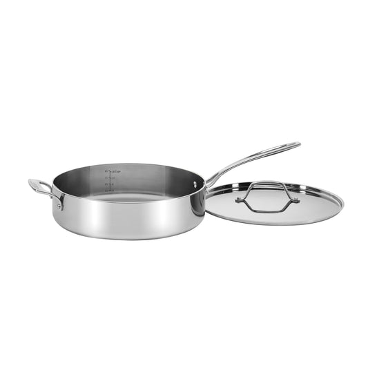 Custom-Clad 5-Ply 5.5 Qt. Saute Pan with Helper Handle & Cover | Cuisinart Cookware