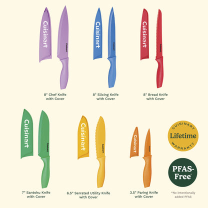 12 Piece Nonstick Color Knife Set with Blade Guards | Cuisinart Cutlery