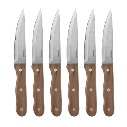 6 Piece Triple Rivet Walnut Steak Knife Set | Cuisinart Cutlery