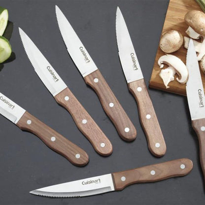 6 Piece Triple Rivet Walnut Steak Knife Set | Cuisinart Cutlery