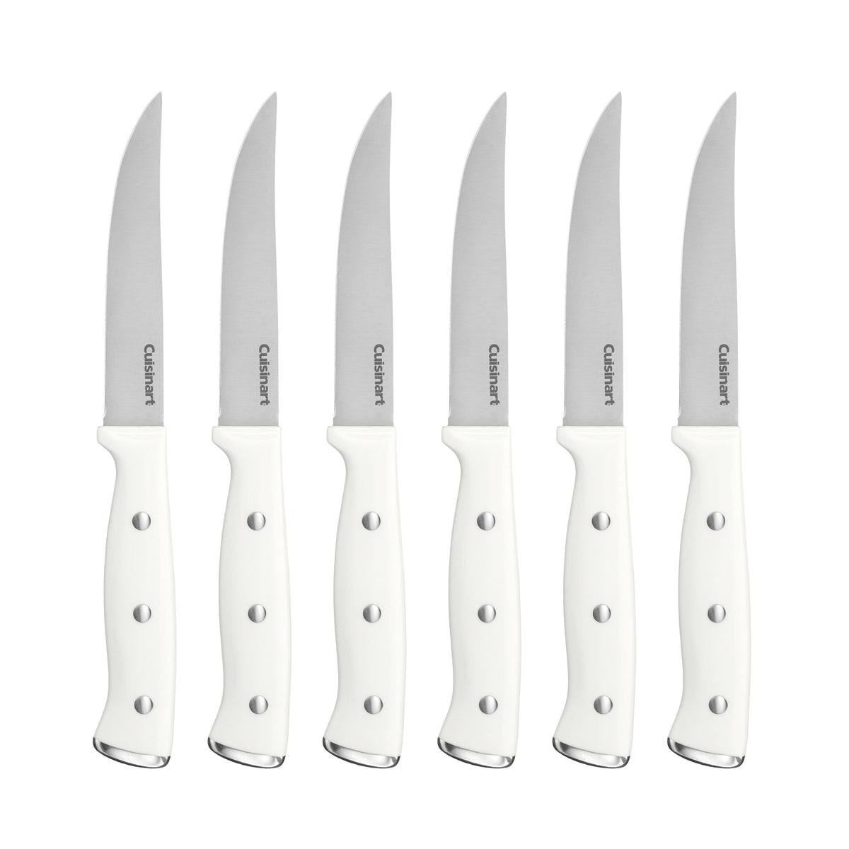 6pc White Triple Rivet Steak Knife Set | Cuisinart Cutlery