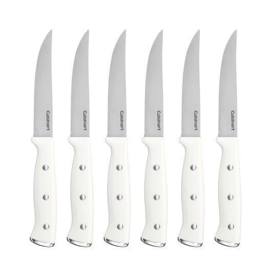 6pc White Triple Rivet Steak Knife Set | Cuisinart Cutlery