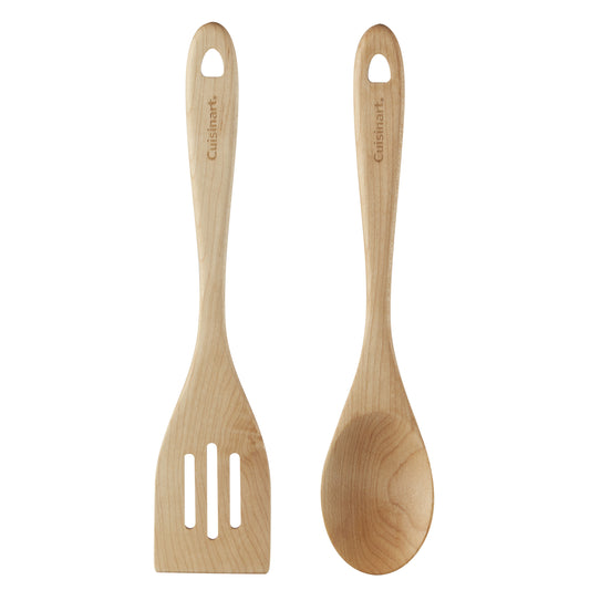 GreenGourmet® Maple Wood 2-Pc Tool Set (Slotted Turner & Solid Spoon) | Cuisinart Tools & Gadgets