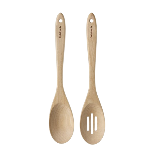Beechwood 2pc Spoon Set (Solid and Slotted) | Cuisinart Tools & Gadgets