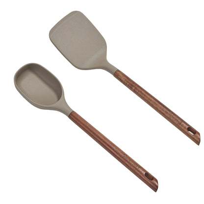 Acacia Fusion Solid Turner & Solid Spoon Set | Cuisinart Tools & Gadgets