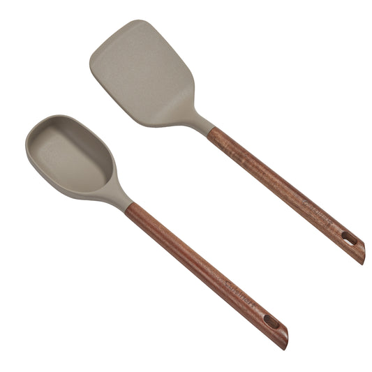 Acacia Fusion Solid Turner & Solid Spoon Set | Cuisinart Tools & Gadgets