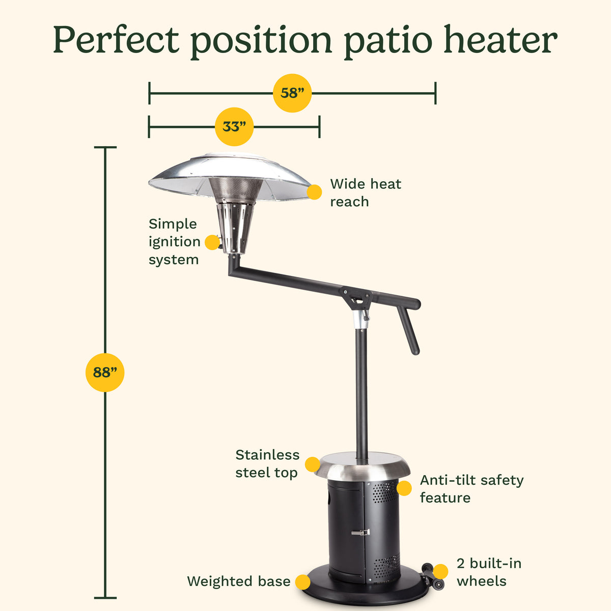 Perfect Position Propane Patio Heater | Cuisinart Heaters & Fire Pits | Cuisinart Outdoors