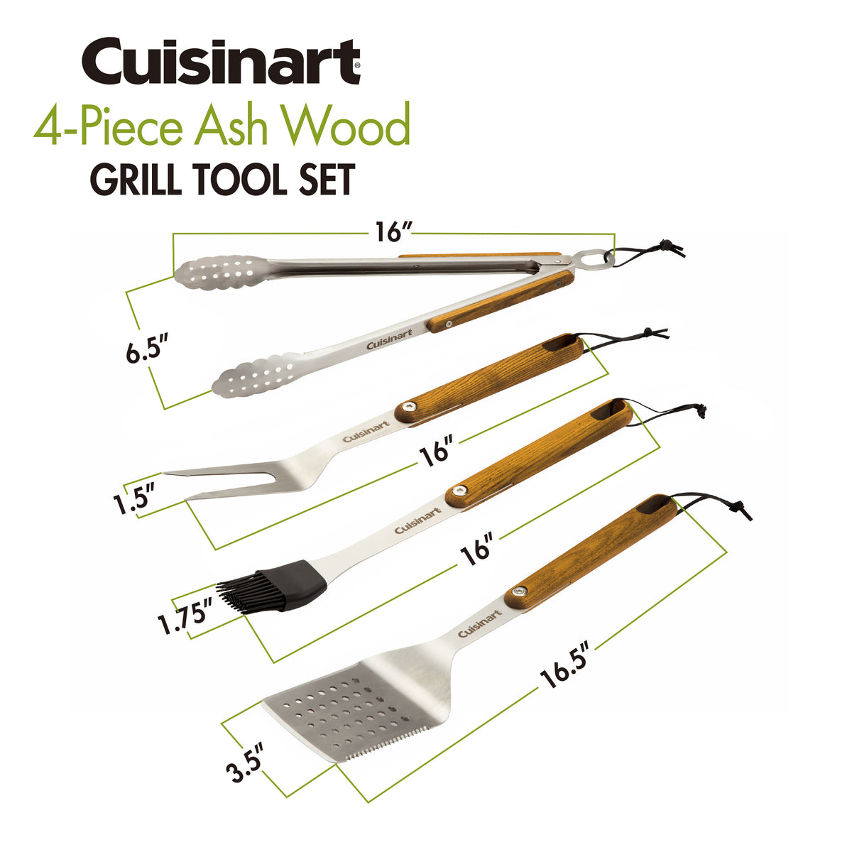 4 Piece Ash Wood Grill Tool Set | Cuisinart Outdoors