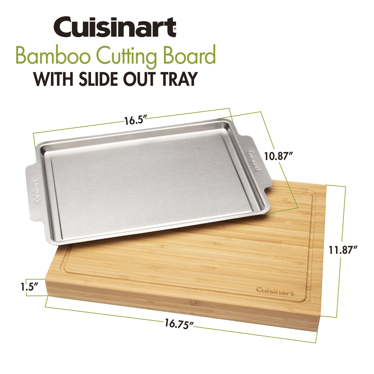 Bamboo Cutting Board with Slide Out Tray | Cuisinart Outdoors