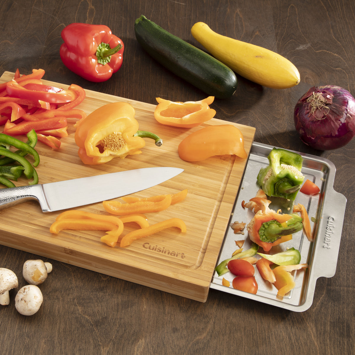 Bamboo Cutting Board with Slide Out Tray | Cuisinart Outdoors