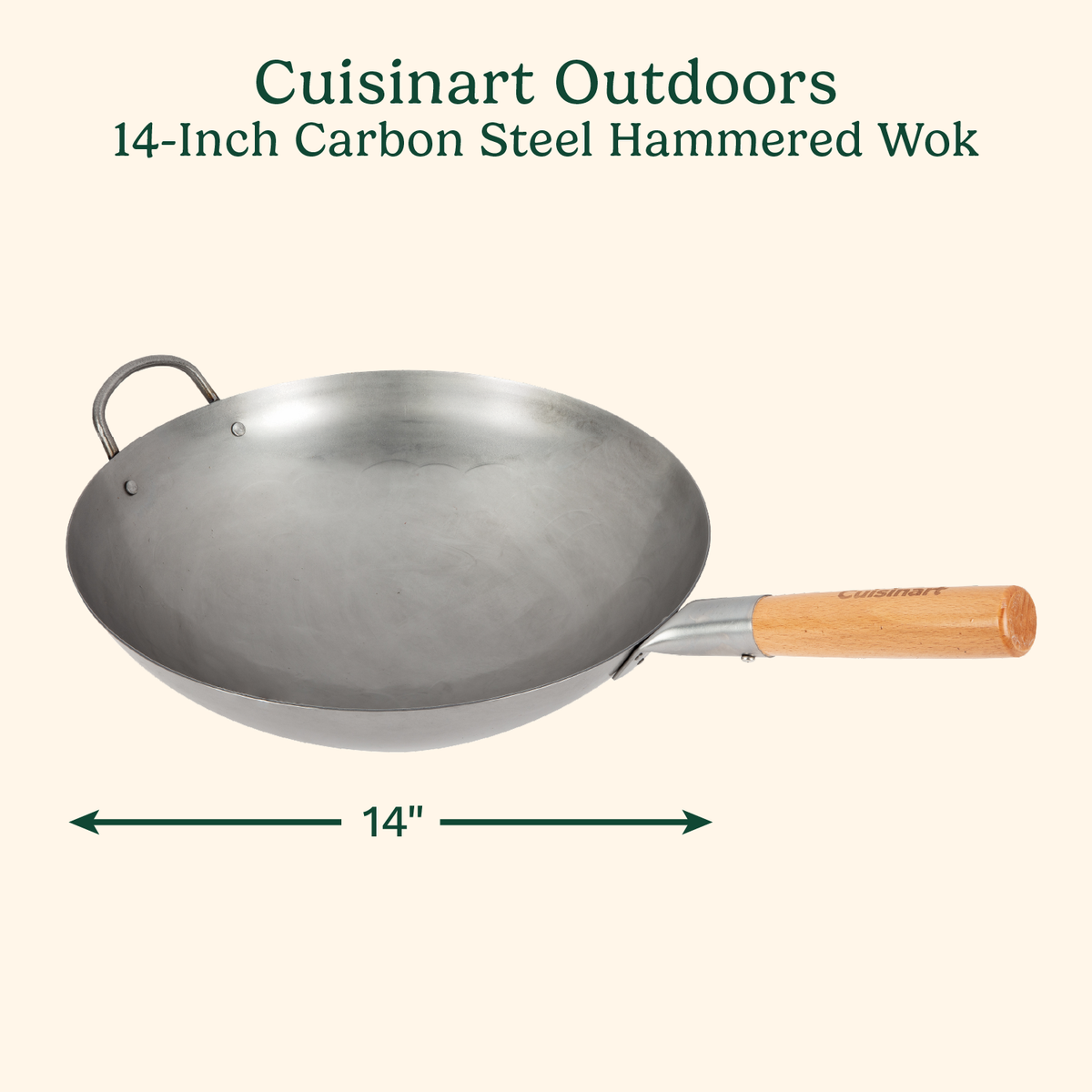 14" Carbon Steel Hammered Wok (Round) | Cuisinart Outdoors